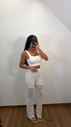 Pantalone Crochet Blanco