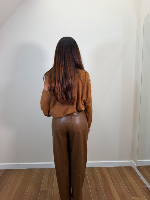 Pantalone in ecopelle Camel
