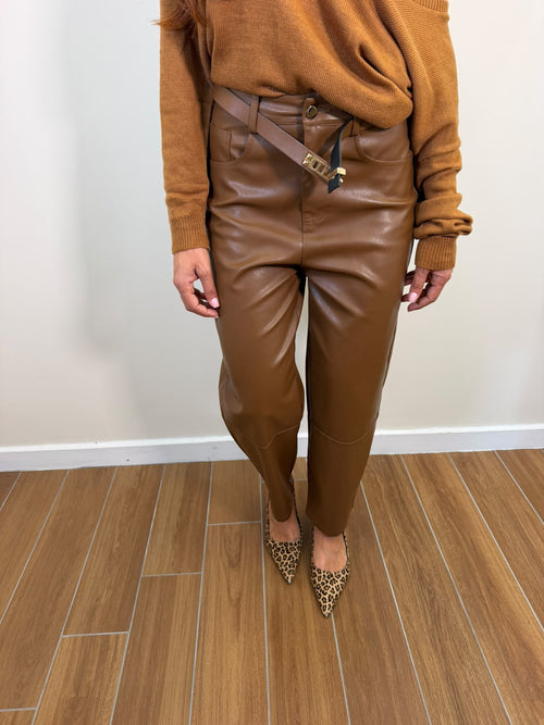 Pantalone in ecopelle Camel