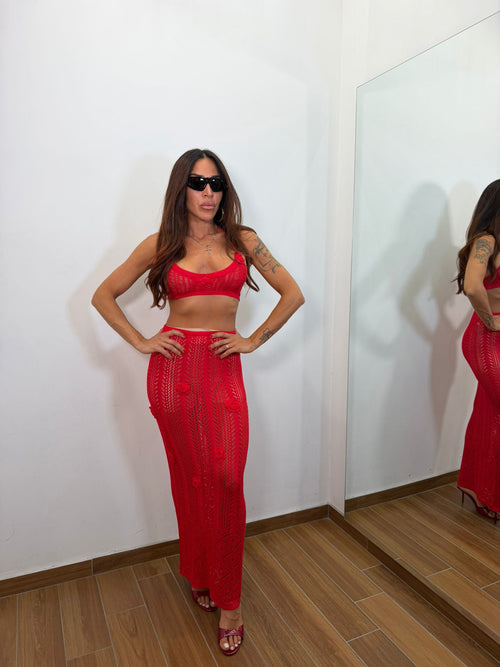 Coord-set crochet red
