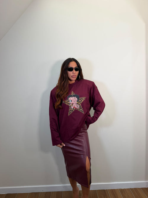 Long Sleeve Boop Bordeaux