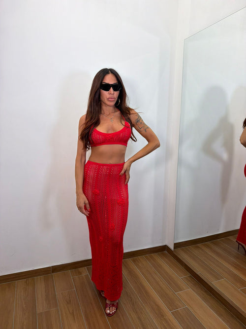 Coord-set crochet red