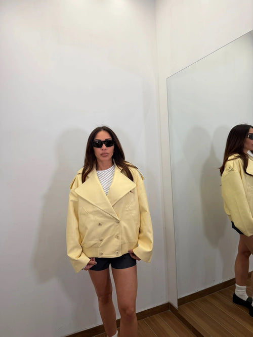 Jacket in ecopelle Yellow