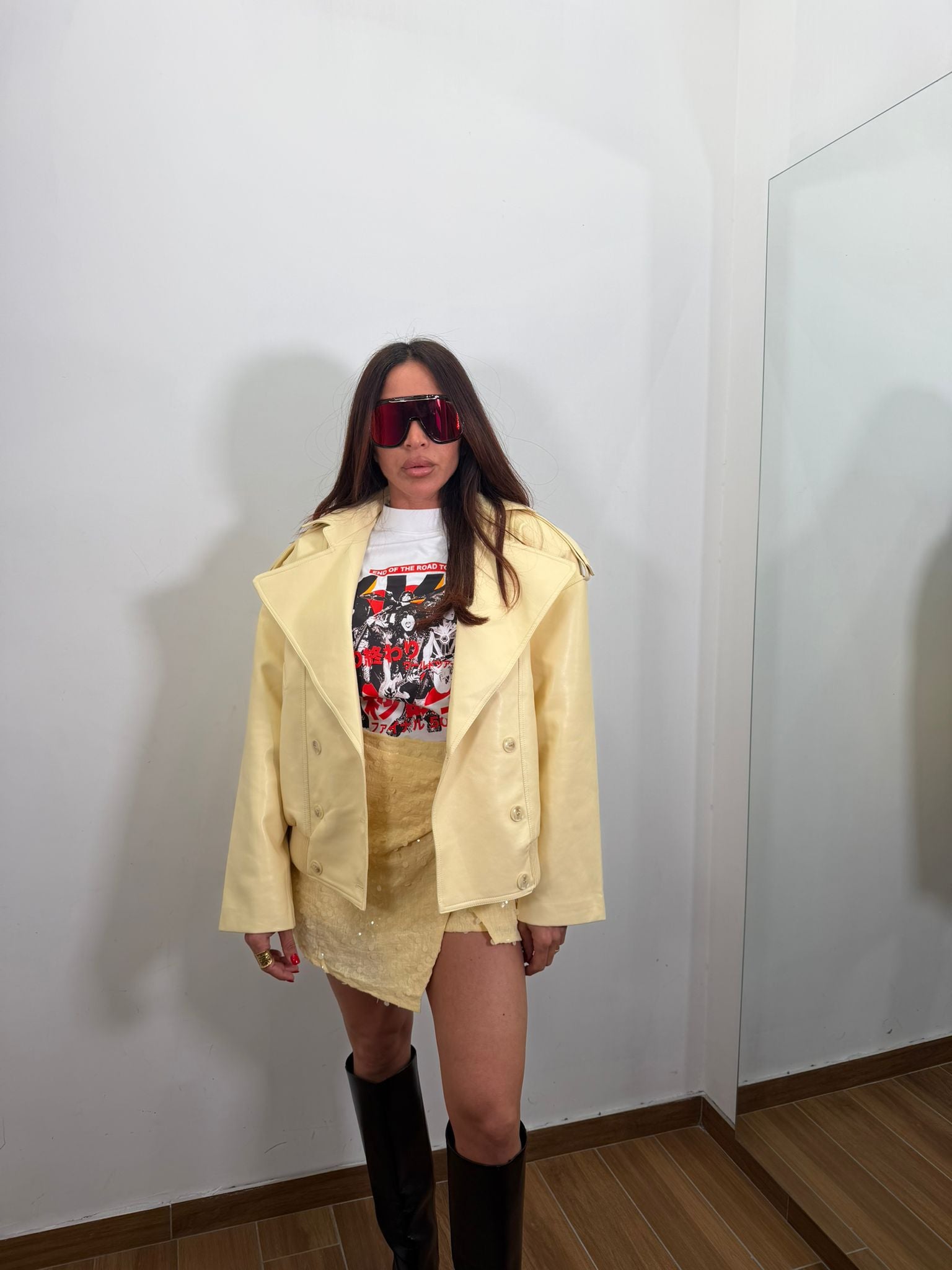 Jacket in ecopelle Yellow