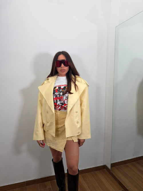Jacket in ecopelle Yellow