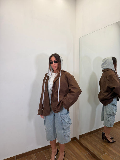 Blazer in suede Brown