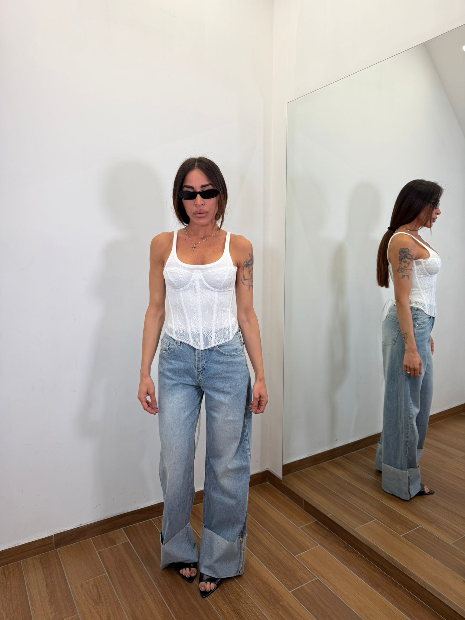 Jeans Wide Leg Chiaro