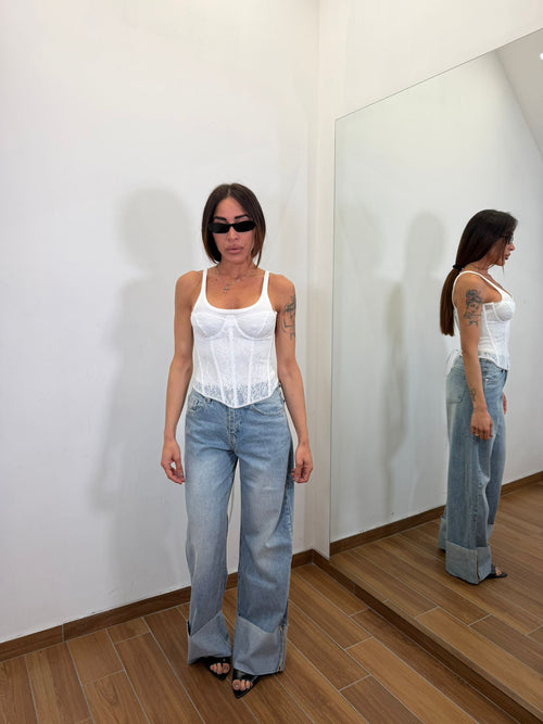 Jeans Wide Leg Chiaro