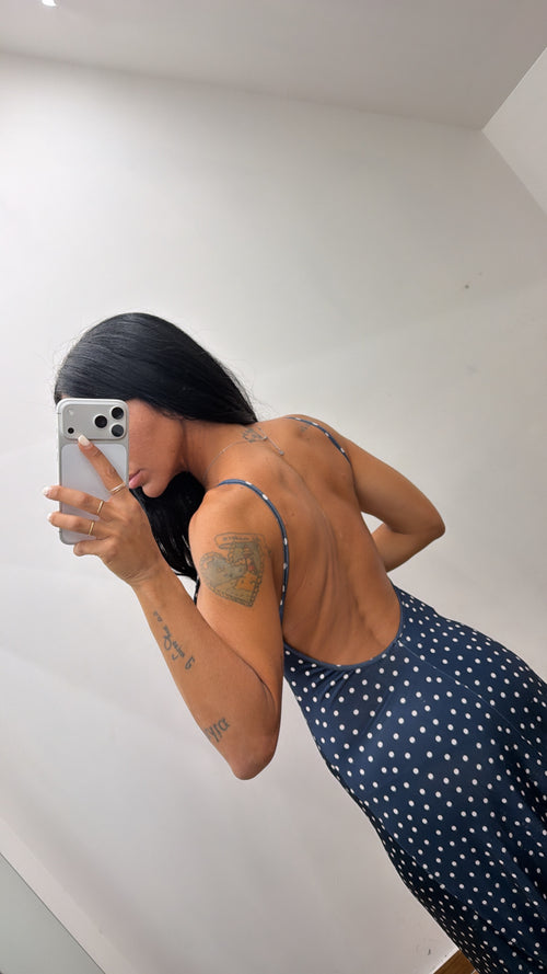 Long Dress Pois Navy